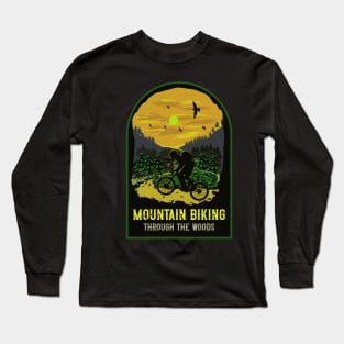 Mountain biking through the woods Long Sleeve T-Shirt